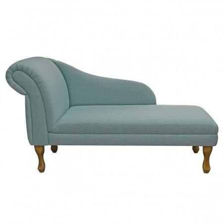 Medium Chaise Longue in Emporio Sky Faux Slub Linen Fabric | Beaumont