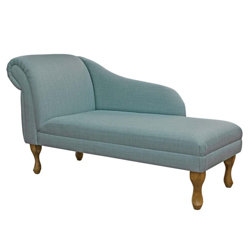 Medium Chaise Longue in Emporio Sky Faux Slub Linen Fabric | Beaumont