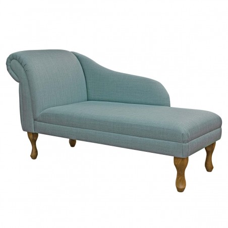 Medium Chaise Longue in Emporio Sky Faux Slub Linen Fabric | Beaumont