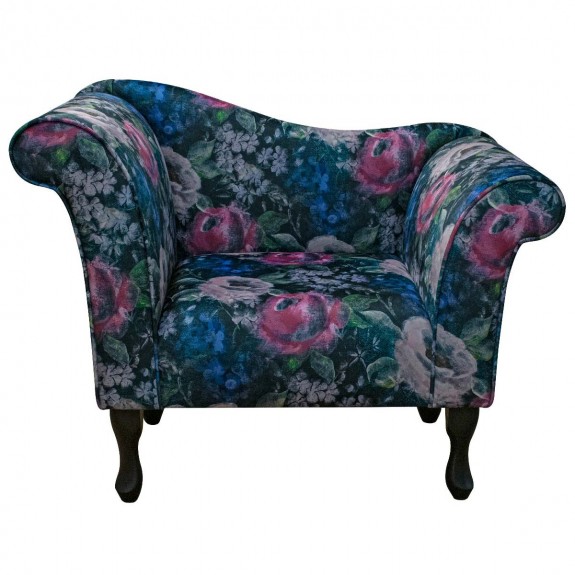 Designer Chaise Chair in Prints Vol 1 Blossom Fuchsia Velvet Fabric