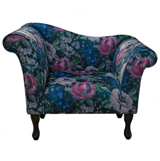Designer Chaise Chair in Prints Vol 1 Blossom Fuchsia Velvet Fabric