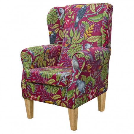 Standard Wingback Chair in Rainforest Cranberry Cotton