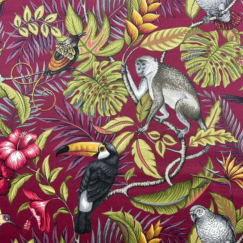 Standard Wingback Chair in Rainforest Cranberry Cotton