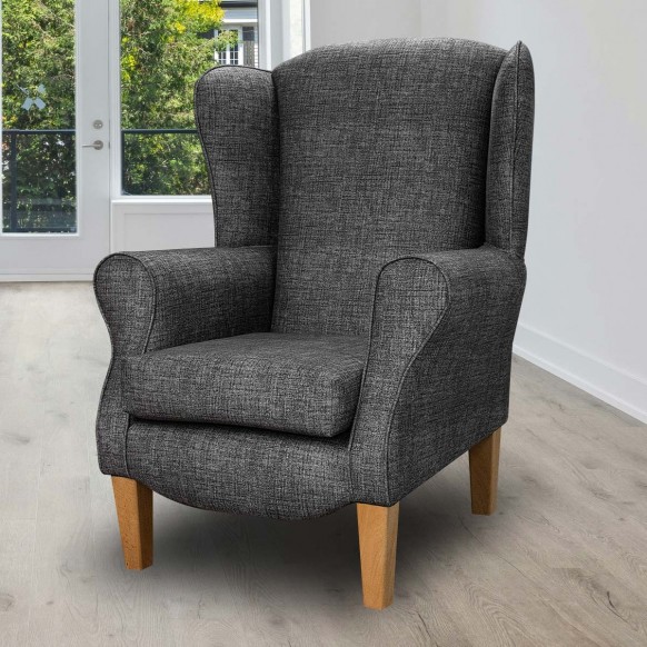 Duchess Charcoal Velvet Armchair in Faux Weave for Sale | Beaumont