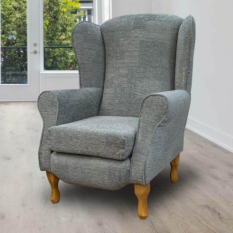 Duchess Armchair in Maida Vale Plain Check Grey Fabric | Beaumont