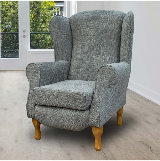 Duchess Armchair in Maida Vale Plain Check Grey Fabric | Beaumont