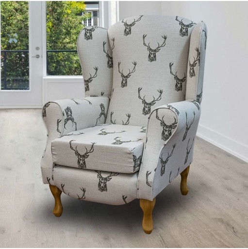 Duchess Wingback Fireside Armchair in a Stag Cotton Fabric | Beaumont