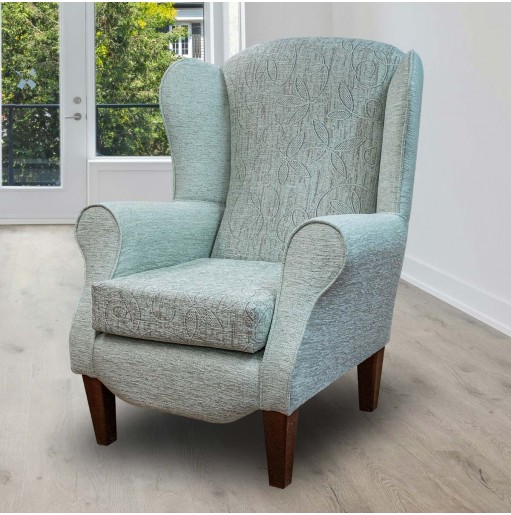 Duchess Wingback Armchair in Bloomsbury Aqua Floral Fabric | Beaumont
