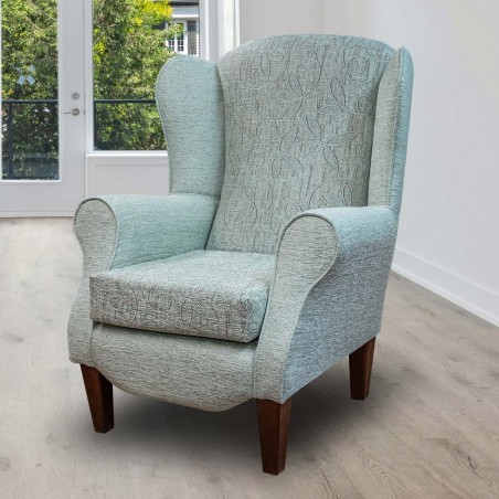 Duchess Wingback Armchair in Bloomsbury Aqua Floral Fabric | Beaumont