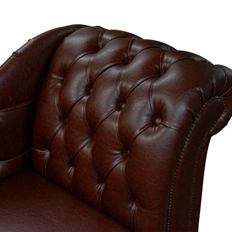 Buttoned Chaise Longue in Denver Smooth Chestnut Contract Vinyl | Beaumont