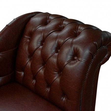 Buttoned Chaise Longue in Denver Smooth Chestnut Contract Vinyl | Beaumont
