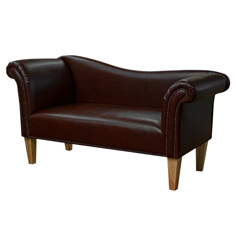 Studded Chaise Sofa in Denver Smooth Chestnut Contract Vinyl | Beaumont