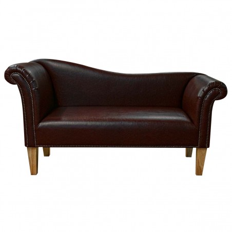 Studded Chaise Sofa in Denver Smooth Chestnut Contract Vinyl | Beaumont