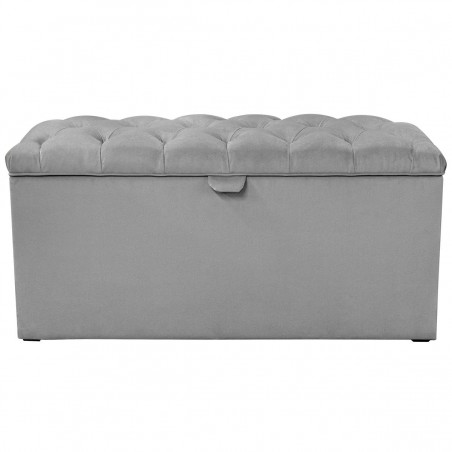 Buttoned Blanket Box in Malta Silver Deluxe Velvet Fabric | Beaumont