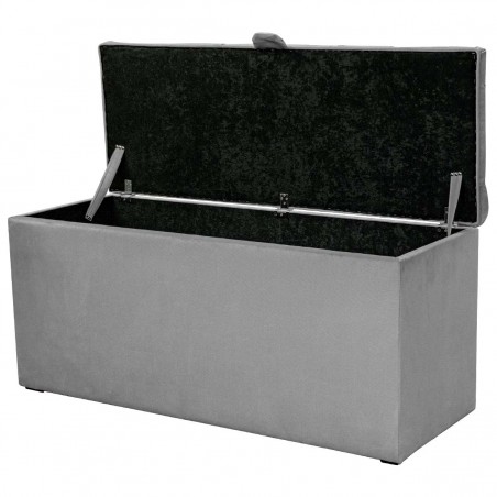 Buttoned Blanket Box in Malta Silver Deluxe Velvet Fabric | Beaumont