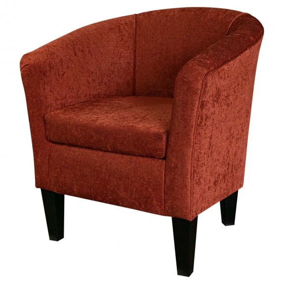 Designer Tub Chair in Belvedere Orange Textured Chenille Fabric