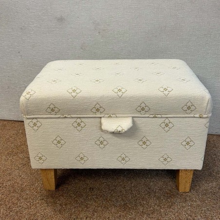 CLEARANCE Storage Ottoman in Ivory Lattice Fabric | Beaumont