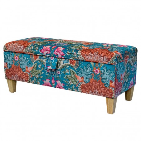 Storage Bench in Babooshka Tapestry Floral Velvet Fabric | Beaumont