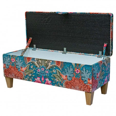 Storage Bench in Babooshka Tapestry Floral Velvet Fabric | Beaumont