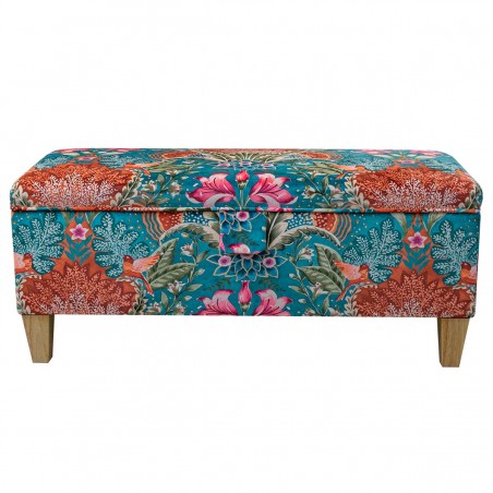 Storage Bench in Babooshka Tapestry Floral Velvet Fabric | Beaumont