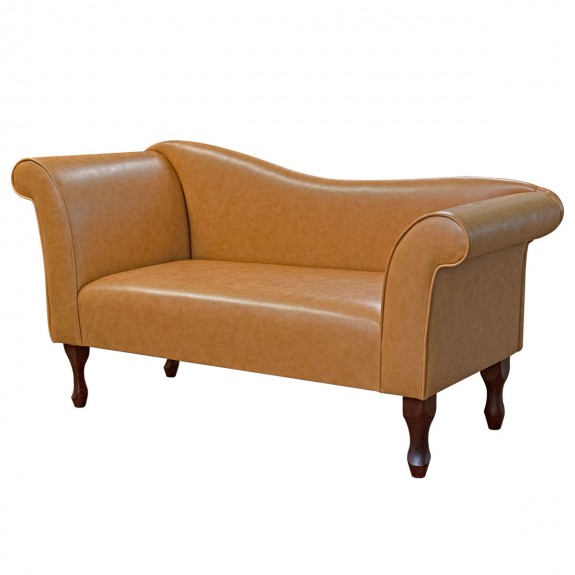 Designer Chaise Sofa in a Brown Faux Leather MEM101 | Beaumont