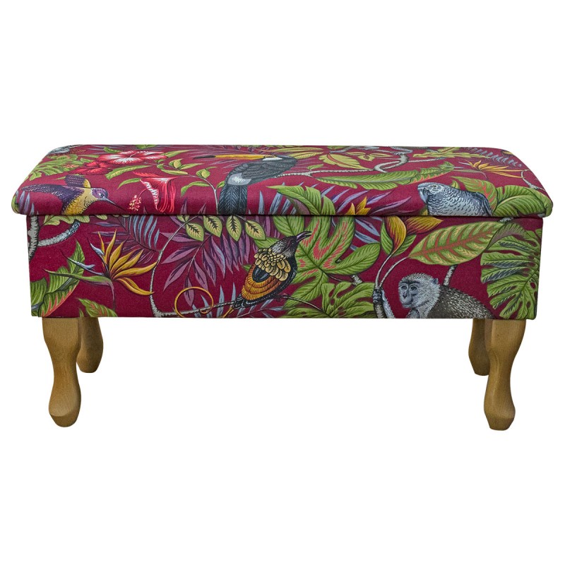 Dressing Table Storage Stool in Rainforest Cranberry Fabric | Beaumont