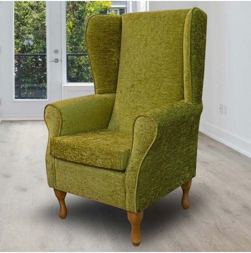 High Back Chair in Carlton Lime Modern Chenille Fabric | Beaumont