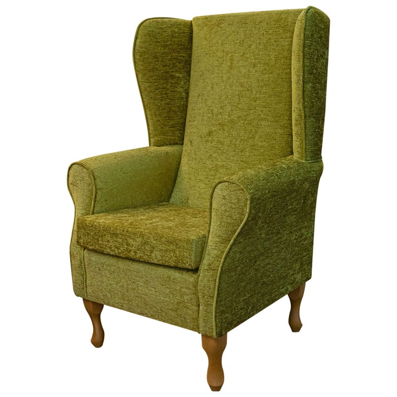 High Back Chair in Carlton Lime Modern Chenille Fabric | Beaumont
