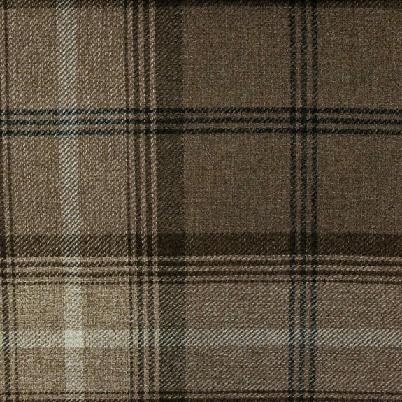 LUXE Buttoned Tartan Storage Footstool Ottoman in Sophie Chocolate Check Fabric