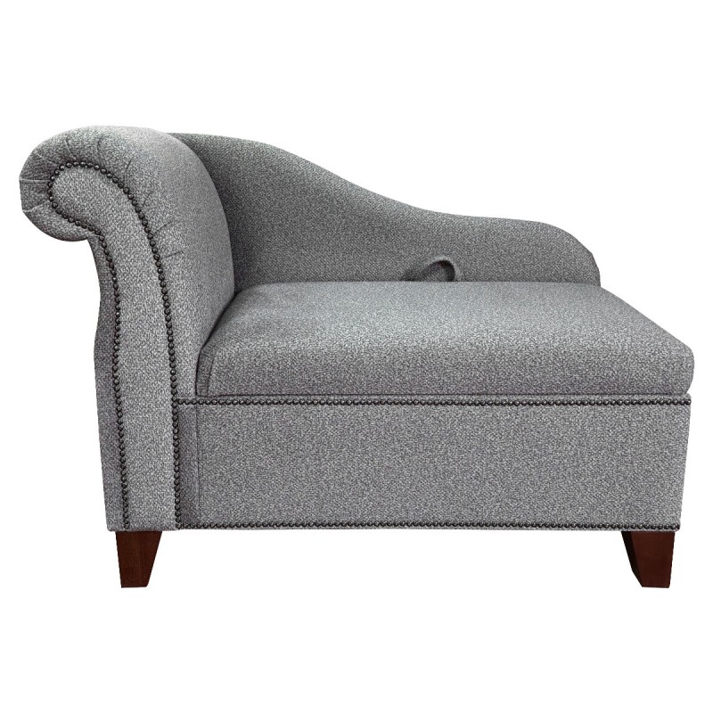 Boucle Chaise Longue in grey with storage