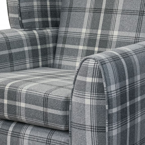 Celeste LUXE Wingback Chair in Balmoral Dove Tartan Fabric