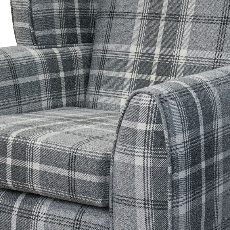 Celeste LUXE Wingback Chair in Balmoral Dove Tartan Fabric | Beaumont