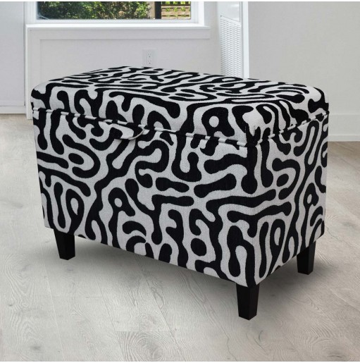 70cm Storage Ottoman in Rosso Heavyweight Fluid Zebra Fabric | Beaumont