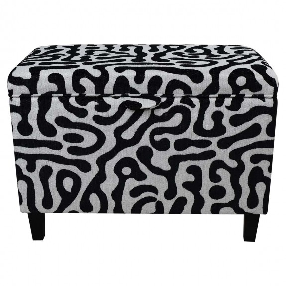 70cm Tall Storage Ottoman in Rosso Heavyweight Fluid Zebra Fabric
