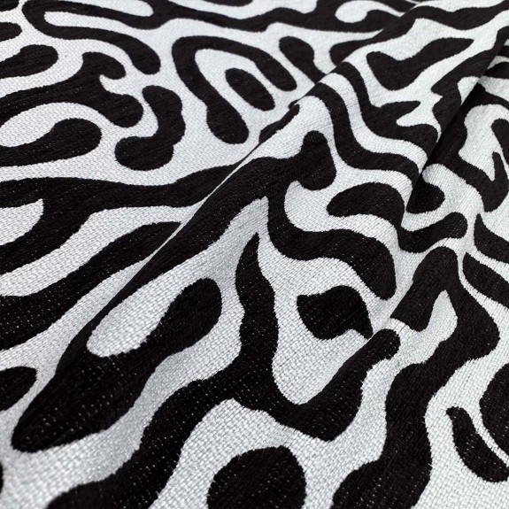 70cm Tall Storage Ottoman in Rosso Heavyweight Fluid Zebra Fabric