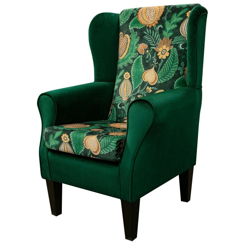Wingback Chair in iLiv Cantaloupe Forest Velvet Fabric