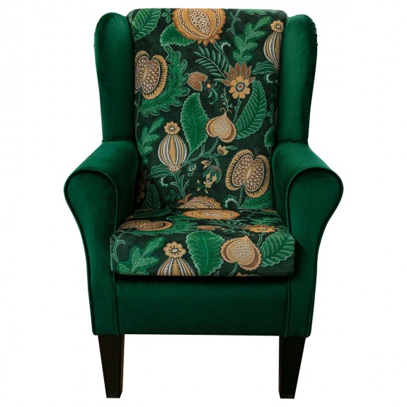 Clearance Standard Wingback Chair in Cantaloupe Forest Velvet Fabric