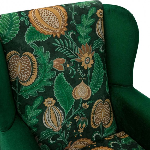 Clearance Standard Wingback Chair in Cantaloupe Forest Velvet Fabric