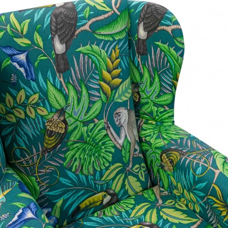 Standard Wingback Chair in iLiv Rainforest Lagoon Cotton