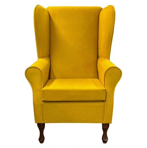 Large High Back Chair in Luna Mustard Nanoclean Fabric