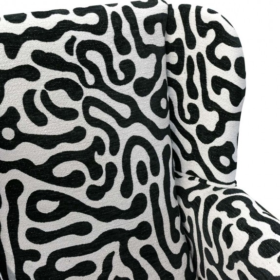 Standard Wingback Fireside Chair in Rosso Fluid Zebra Fabric
