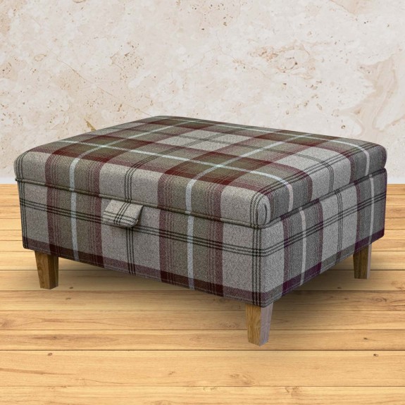 Brown Tartan Storage Ottoman