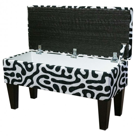 Medium Dressing Table Storage Stool in Rosso Heavyweight Fluid Zebra Fabric