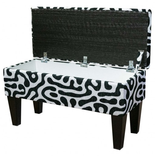 Medium Dressing Table Storage Stool in Rosso Heavyweight Fluid Zebra Fabric