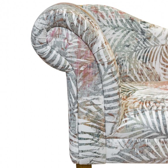 56" Medium Chaise Longue in Maestro Gauguin Botanical Printed Velvet Fabric
