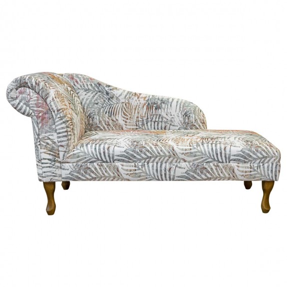 56" Medium Chaise Longue in Maestro Gauguin Botanical Printed Velvet Fabric