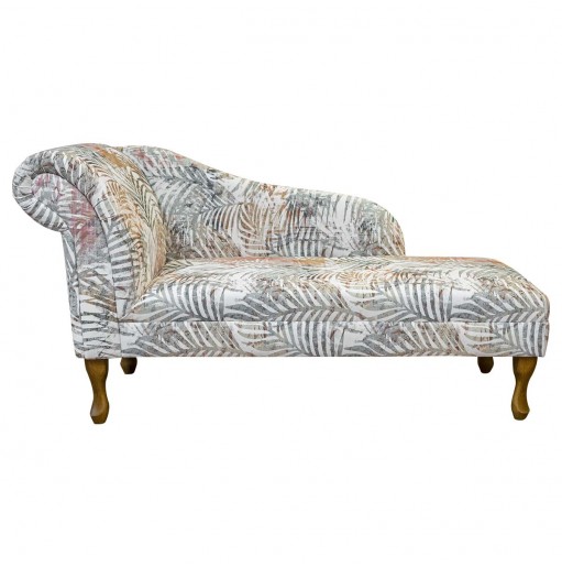 56" Medium Chaise Longue in Maestro Gauguin Botanical Printed Velvet Fabric