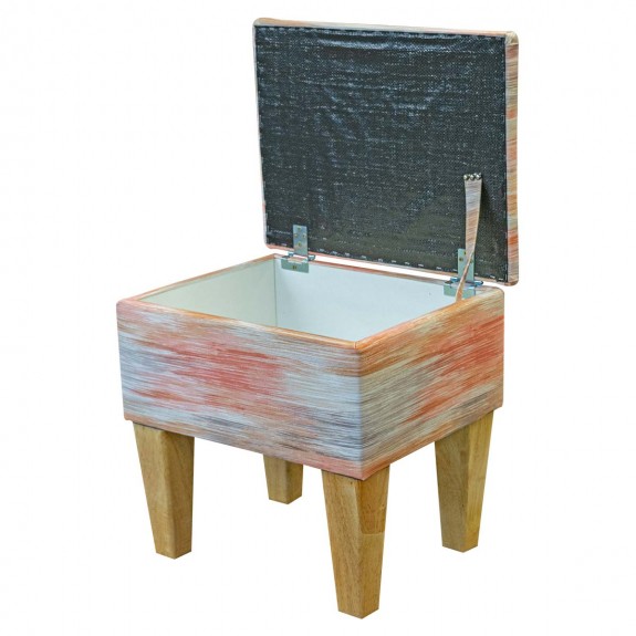 Small Dressing Table Stool in Maestro Turner Rose Gold Brushstroke Printed Velvet Fabric