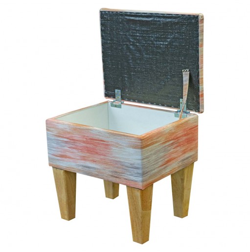 Small Dressing Table Stool in Maestro Turner Rose Gold Brushstroke Printed Velvet Fabric