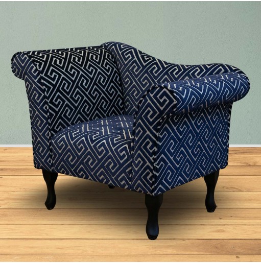 Navy Abstract Chaise Chair